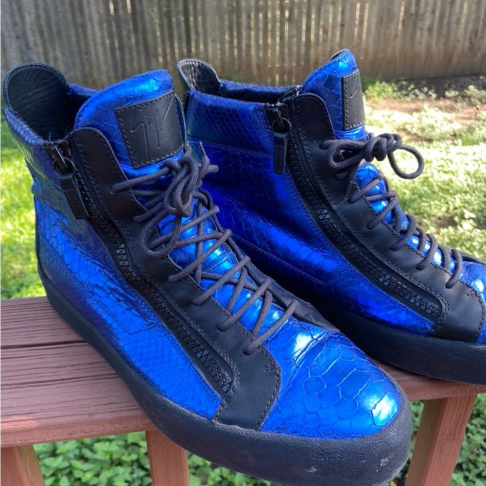 Giuseppe Zanotti Vibrant Blue and Black Sneakers